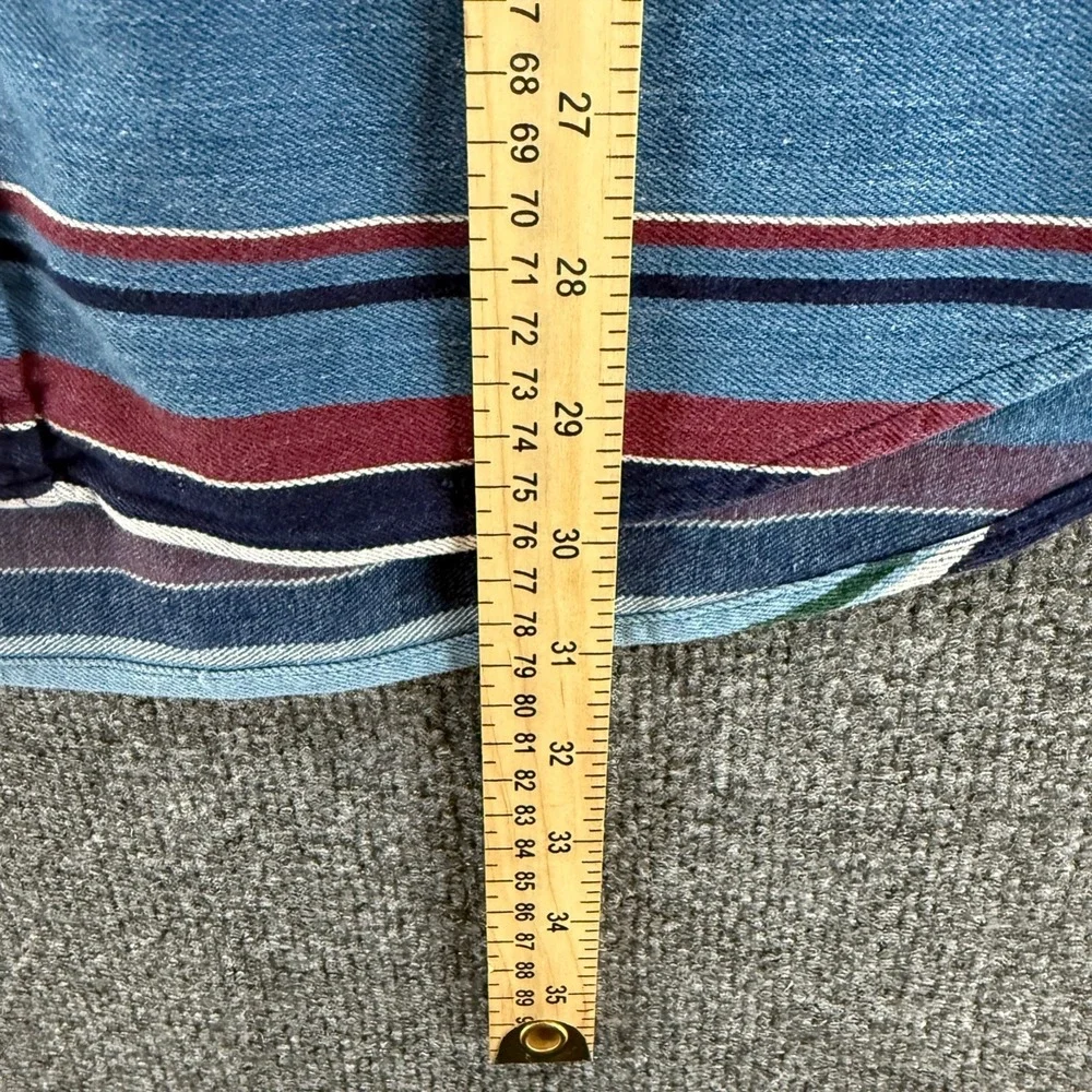 Vintage Knights of Round Table Shirt Mens L Blue Striped Button Up Western Ranch